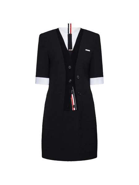  Thom Browne Short-sleeve Mini Dress - Black 