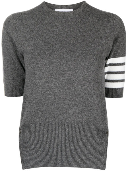  Thom Browne Signature 4-bar Stripe Short-sleeve Cashmere Top - Grey 