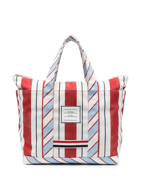  Thom Browne Signature Stripe-pattern Tote Bag - Red 