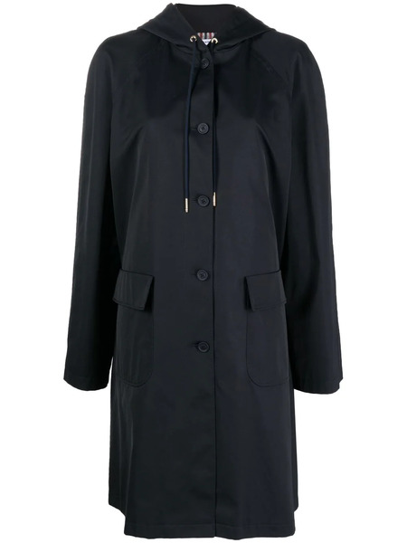  Thom Browne Single-breasted Hooded Parka - Blue 