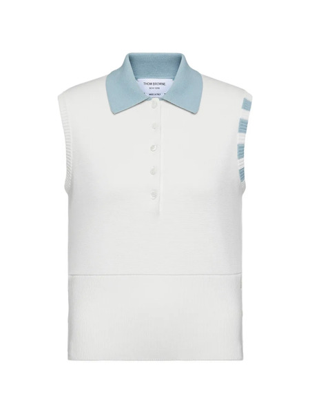  Thom Browne Sleeveless Polo Shirt - White 
