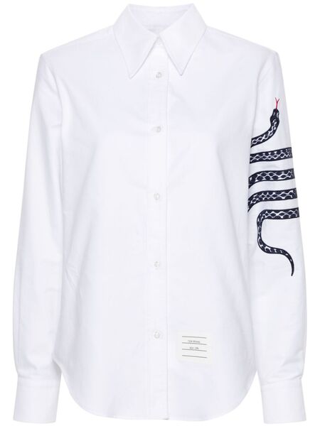 Thom Browne Snake 4-bar Cotton Shirt - White 