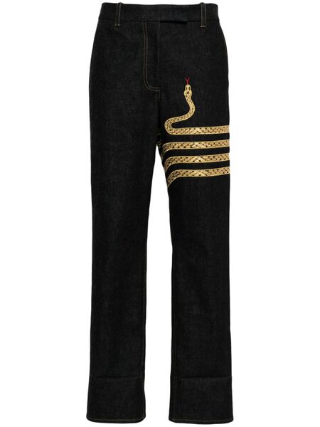  Thom Browne Snake-embroidered Chino Jeans - Blue 