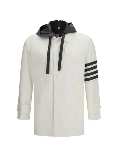  Thom Browne Stripe-detail Hooded Coat - Neutrals 
