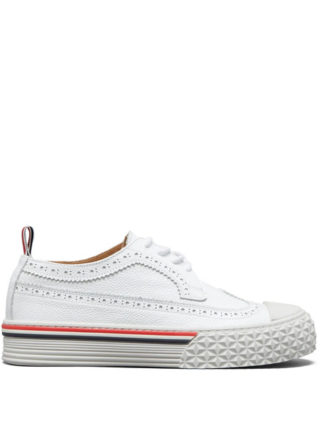  Thom Browne Stripe-detailed Leather Sneakers - White 