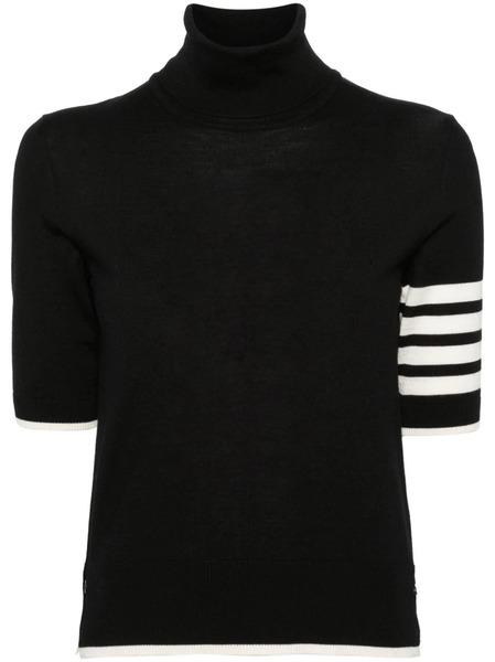  Thom Browne Stripe-detailing Short-sleeve Jumper - Black 
