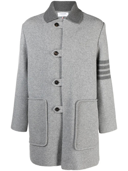  Thom Browne Stripe-trim Detail Single-breasted Coat - Grey 