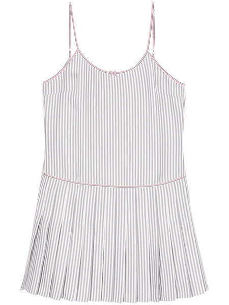  Thom Browne Striped Pleated Minidress - Grey 