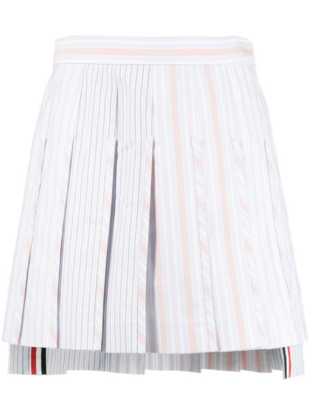  Thom Browne Striped Pleated Miniskirt - White 
