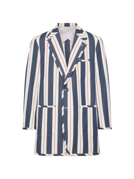  Thom Browne Striped Seersucker Jacket - White 