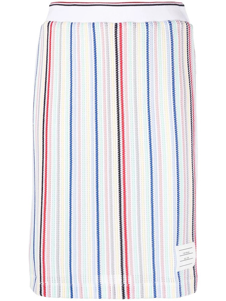  Thom Browne Striped Straight Skirt - White 