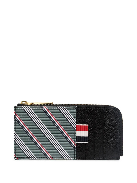  Thom Browne Striped Zip Wallet - Grey 