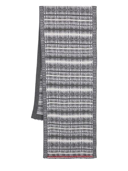  Thom Browne Tartan-check Wool Scarf - Grey 