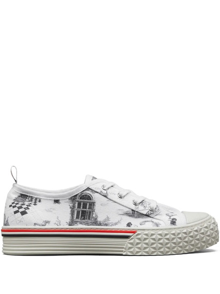  Thom Browne Toile-print Low-top Sneakers - White 
