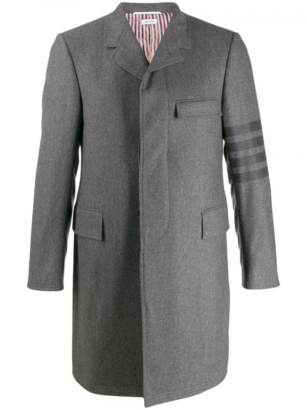 Thom Browne Tonal 4-bar Chesterfield Overcoat - Grey 