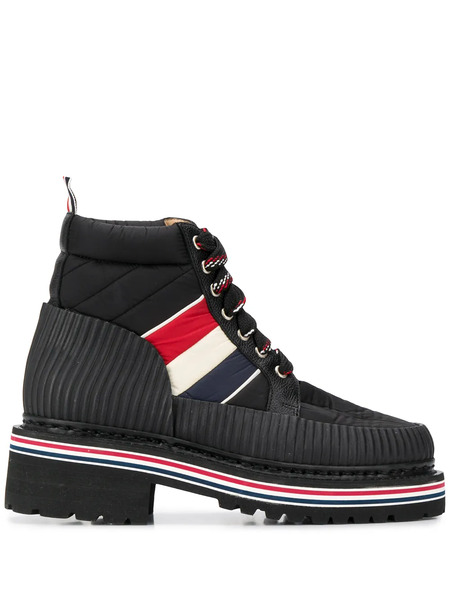  Thom Browne Tricolour Stripe Hiking Boots - Black 
