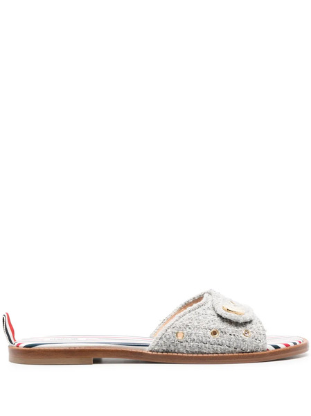  Thom Browne Tweed Flat Sandals - Grey 
