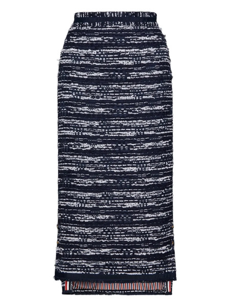  Thom Browne Tweed Frayed-hem Skirt - Blue 