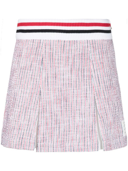  Thom Browne Tweed Seersucker Pleated Skirt - White 