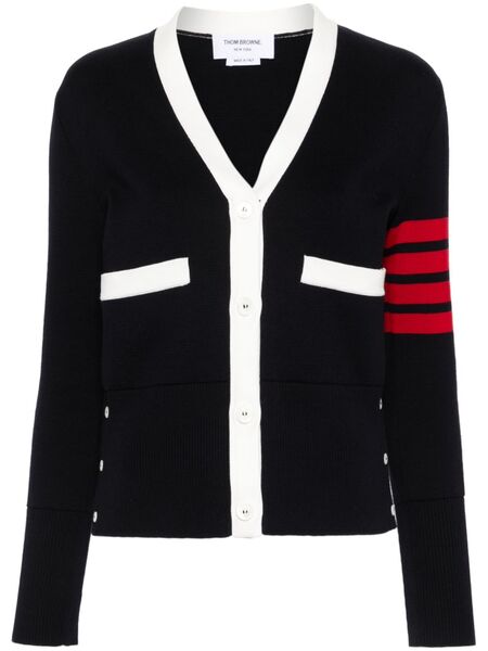  Thom Browne V-neck Cotton Cardigan - Blue 