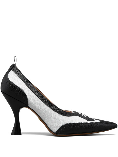 Thom Browne Wingtip Pebble-grain Pumps - Black 