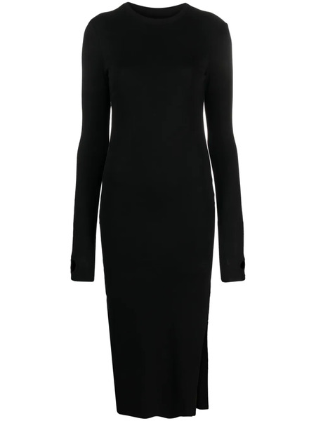  Thom Krom Side-slit Long-sleeve Fitted Dress - Black 