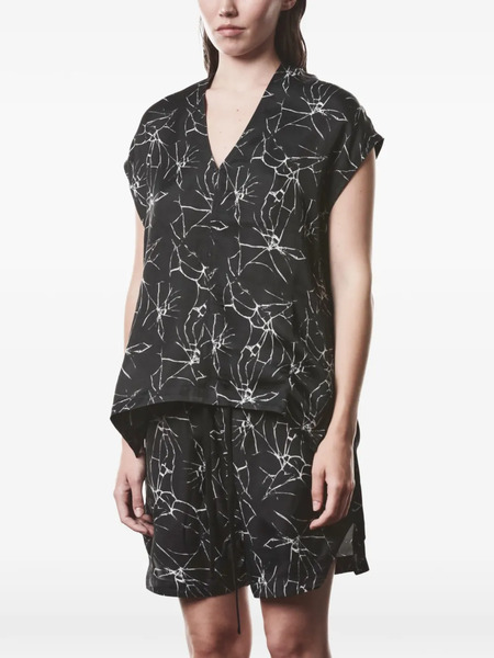 Thom Krom V-neck Marble-print Blouse - Black 
