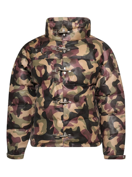  Thug Club Camouflage-pattern Leather Puffer Jacket - Neutrals 