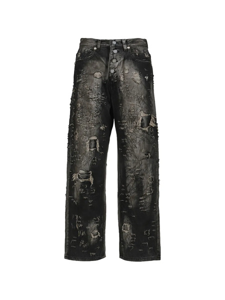  Thug Club Hard-washed Damaged Denim Jeans - Grey 