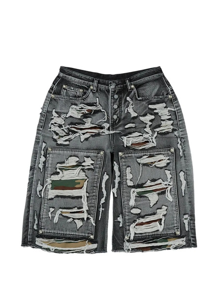  Thug Club Ripped Denim Shorts - Grey 