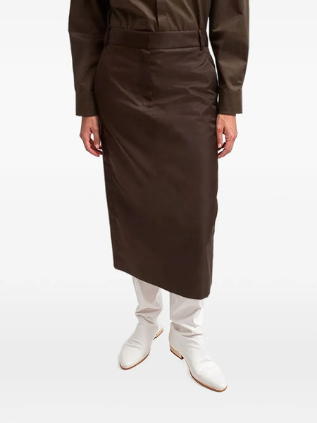  Tibi Belt-loop Midi Skirt - Brown 