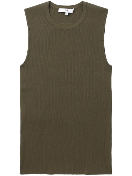  Tibi Cutout-detail Ribbed Top - Green 