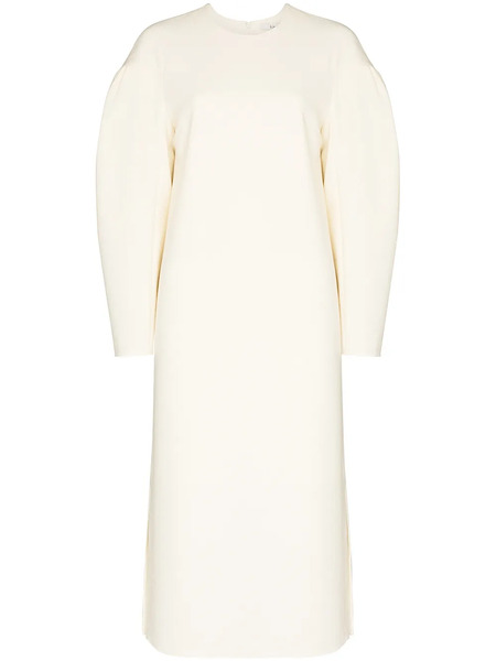  Tibi Dropped Shoulder Puffer Sleeves Dress - Neutrals 