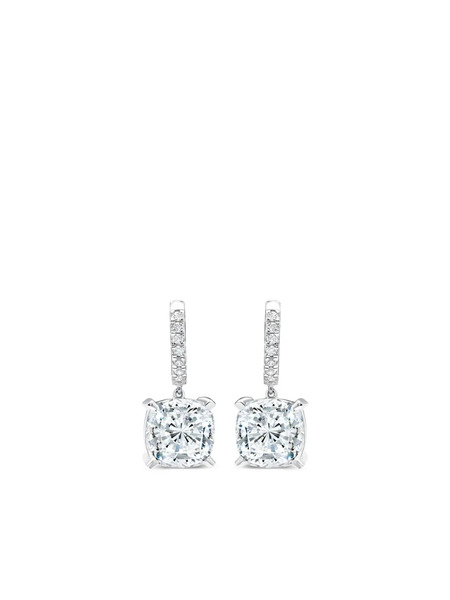  Tilla 14k White Gold Diamond Dangling Earrings - Silver 