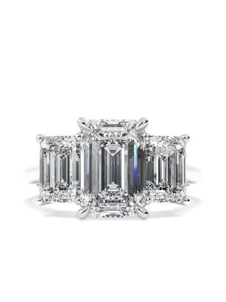  Tilla 14k White Gold Emerald Lab-grown Diamond Ring - Silver 