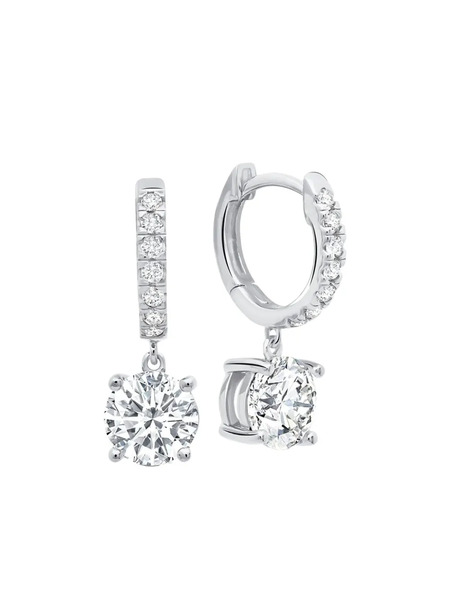  Tilla 14k White Gold Lab-grown Diamond Dangling Earrings - Silver 