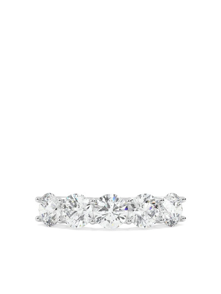  Tilla 14k White Gold Round Lab-grown Diamond Wedding Band Ring - Silver 