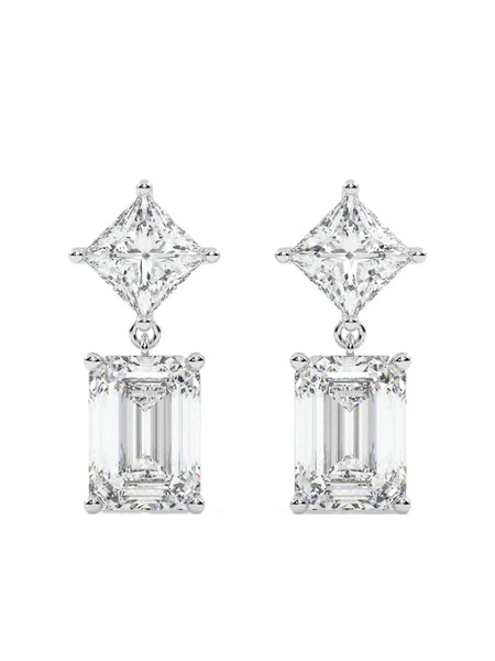  Tilla 14kt Princess-cut Dangling Earrings - White 