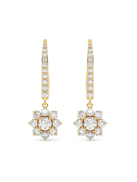  Tilla 14kt Yellow Gold Flower Dangling Earrings 