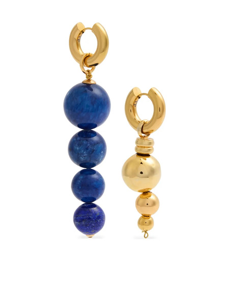  Timeless Pearly Asymmetric Hoop Earrings - Gold 