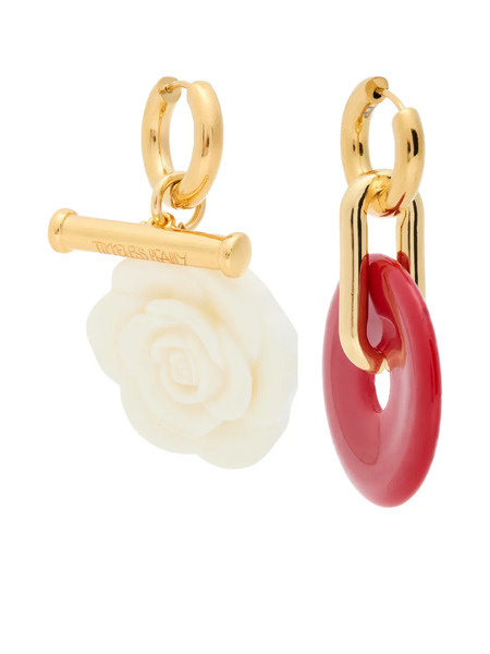 Timeless Pearly Flower-charm Earrings - Gold 