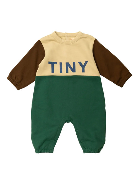  Tiny Cottons Colour-block Logo Romper - Green 