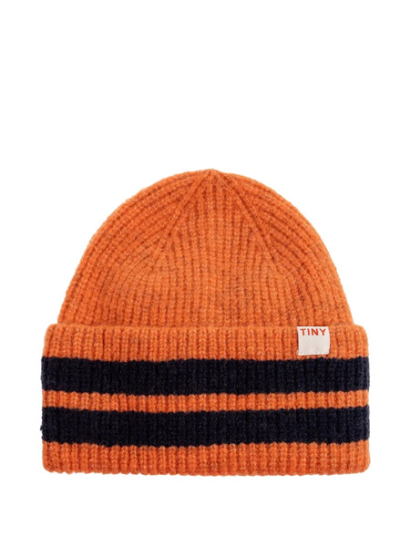  Tiny Cottons Ribbed Stripe-detail Beanie - Orange 