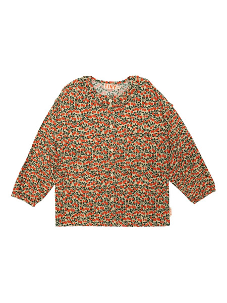  Tiny Cottons Ruffled Cherry-print Shirt - Dark Vanilla 