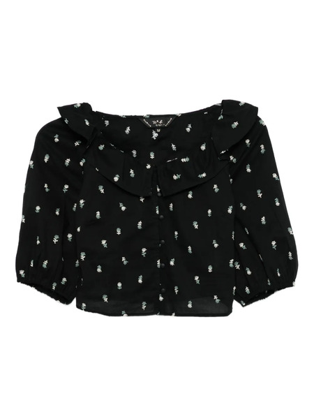  To B. By Agnès B. Floral-embroidered Blouse - Black 
