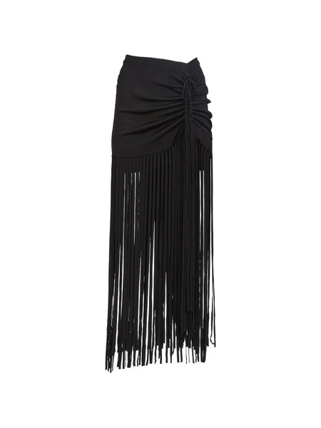  Toccin Amalia Ruched Fringed Maxi Skirt - Black 