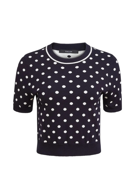  Toccin Birdie Short-sleeve Sweater - Blue 