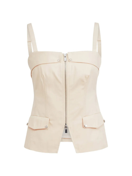  Toccin Jayden Front-zip Cotton Top - Neutrals 
