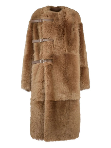  Tod's Buckled Shearling Coat - Brown 