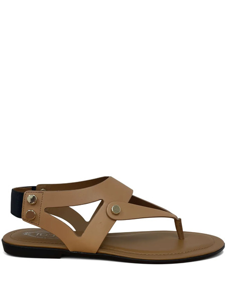  Tod's Button Leather Sandals - Neutrals 